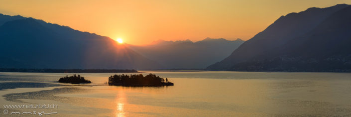 Panorama Brissago Inseln Sonnenuntergang